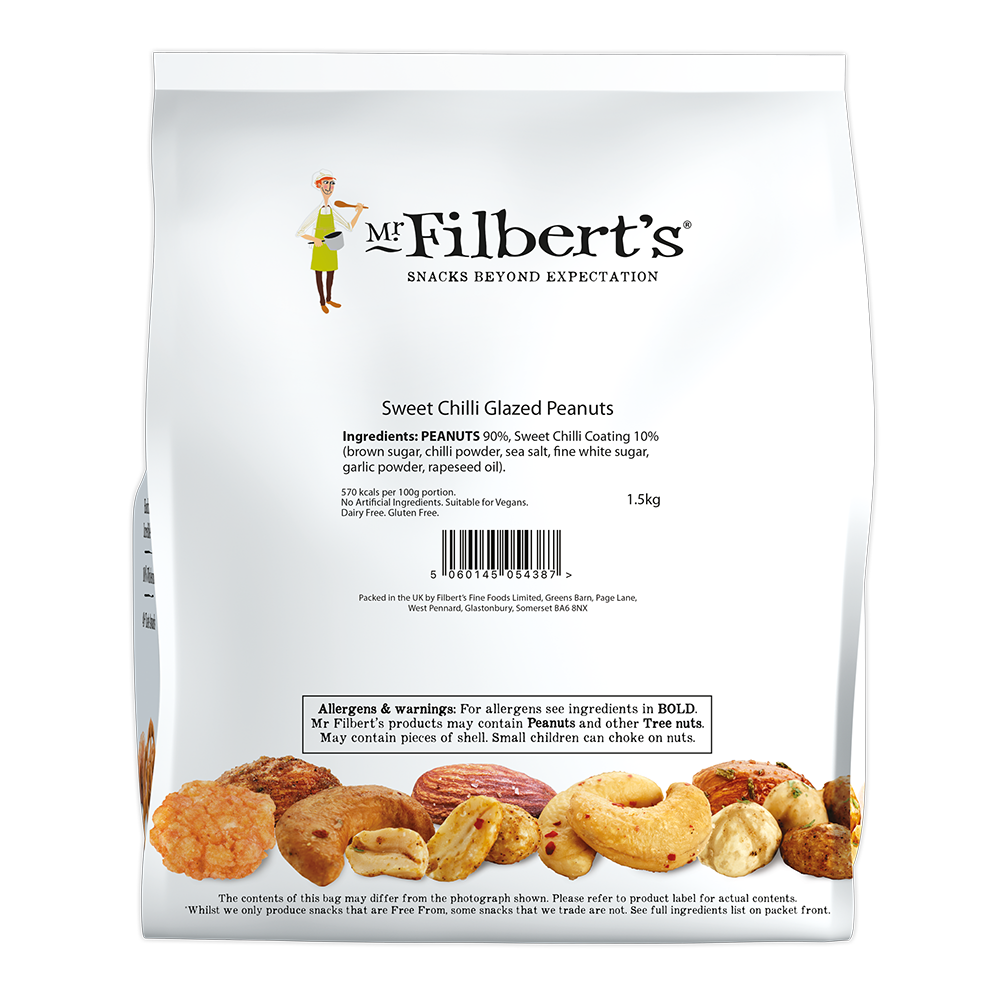 FILBERT'S SWEET CHILLI GLAZED PEANUTS 1 X 1.5KG